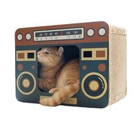 Rustic Cat Scratching House - Scratching Board Lounge Bed | Large Cat Scratch Lounge | Retro Oven/Radio Shaped Scratch Board | Cardboard Pads for Indoor Cats | Furniture Protector & b
