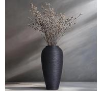 Rustic Ceramic Vase, 13.8" Black Farmhouse Tall Vase, Large Vintage Vases, Modern Terracotta Decor Vases for Home Decor, Living Room, Entryway, Table Centerpieces, Kitchen, Housewarming Gifts