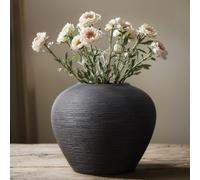 Rustic Ceramic Vase, 7" Black Farmhouse Tall Vase, Vintage Vases, Modern Terracotta Decor Vases for Home Decor, Living Room, Entryway, Table Centerpieces, Shelf, Kitchen, Housewarming Gifts