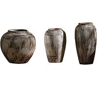 Rustic Ceramic Vase,Bud Vase Floral Vase Set of 3,Vase for Artificial Flower,Dried Flowers,Ornaments for Vintage Table(Size:20+30+35CM)