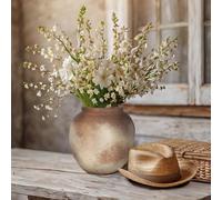 Rustic Ceramic Vase Distressed Farmhouse Vase Clay Vases Decorative Vases Terracotta Home Decor Vintage Pot No Flowers Included (6Inch Brown)