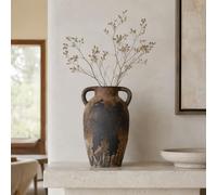 Rustic Ceramic Vase with Handles - 8.7 Inch Terracotta Wabi Sabi Decorative Flower Vase for Home Decor, Farmhouse Vintage Pottery Centerpiece for Table, Shelf Decor, Living Room or Entryway Decorative