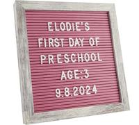 Rustic Changeable Felt Letter Board 25x25cm - Pink Felt, 336 Letters, Symbols & Emojis - Ideal for Baby Showers, New Birth Announcements & Milestones