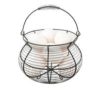 Rustic Chicken Egg Basket - Wire Gathering Holder, Metal Storage Container | Country Kitchen Display Organizer, Small Farmhouse Egg Carrying Basket for Fruit Vegetable Picnic Garden Harvest Easter Eve