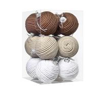 Rustic Christmas Ball, 12 Pieces Cotton Rope Craft Rustic - Christmas Tree - for Bathroom Home Bedside Hallway Offices Holidays Birthday Party