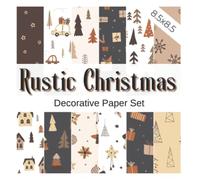 RUSTIC CHRISTMAS Decorative Pages: Boho scrapbooking supplies | Xmas set in brown, creme and beige color scheme | Scandinavian style patterned pages ... kids' crafts, collage, card making, and more