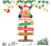 Rustic Christmas Signs - Seasonal Table Decorations, Santa Table Decoration | Old Man Elk Wooden Ornaments, Christmas Table Sign Santa Claus Table Signs for Home Christmas Fireplace Decoration