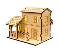 Rustic Christmas Village - Wooden Cottage Building Model, Sturdy Handcrafted Design, Detailed Miniature Construction, Compact Decorative Build | Collectible Figurines for Home Decor, Festive Display