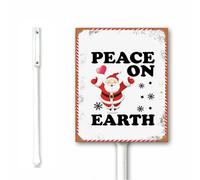 Rustic Christmas Yard Sign Peace on Earth Metal Sign Christmas Outdoor Decoration Lawn Sign Garden Sign 18x22 CM Sturdy Aluminum Rust free Easy Install
