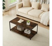 Rustic Coffee Table Brown Living Room Table with Metal Frame for Home Decor 100 X 50 X 45cm