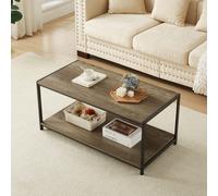 Rustic Coffee Table Grey with Metal Frame for Home Decor 100X50X 45cm