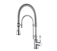 Rustic Commercial Kitchen Sink Faucet Gold/Chrome Finish Pull-Down Sprayer Brass Mixer Tap Ideal for Bar and Home Use Stylish and Design