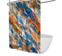 Rustic Contemporary Design Bathroom Curtain with Orange Blue and Cream Swirls Art Shower Curtain Machine Washable Waterproof Polyester 180 x 200 cm