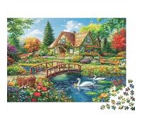 Rustic Cottage Garden_3 1000 Pc Sturdy Cardboard Classic Jigsaw Puzzle for Adults, Impossible Hard Challenge, Decompression, Ultimate Relaxation Gift 38x26cm/1000pcs
