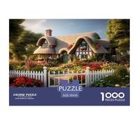 Rustic Cottage Jigsaw 1000 Pieces Challenge Game for Adults,Idyllic Garden Impossible Jigsaw Puzzles 1000 Piece Educational Games for Adults Or Families 70x50cm/1000pcs
