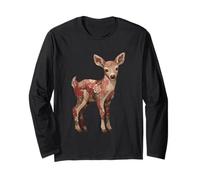 Rustic Cottagecore Patchwork Floral Baby Deer Long Sleeve T-Shirt