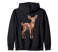 Rustic Cottagecore Patchwork Floral Baby Deer Zip Hoodie