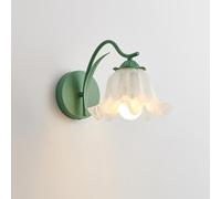 Rustic Country Style Wall Light with Flower Shape Acrylic Shade, E27 Bedside Lamp for Romantic Bedroom, Living Room, and Hallway Decor
