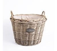 Rustic Countryside Style Chunky Wicker Fireside Heavy Duty Log Baskets Kindling Wood Basket