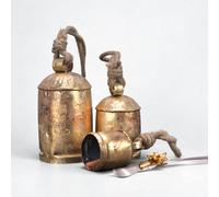 Rustic Cow Bells for Crafts- 3 Metal Hanging Bells 4" 6" 8" with Jute Rope, Gold Christmas Decor Ornaments, Vintage Farmhouse Decor, Country Chic, Shabby Chic, Coated Brass Bells, Antique Bell Garland
