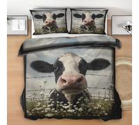 Rustic Cow Duvet Cover Set Cot Bed for Kids Boys Girls, Farm Animal Bedding Set Junior 120x150 cm, Breathable Hypoallergenic Soft Reversible Toddler Duvet with 1 Pillowcase