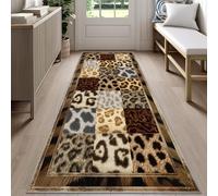 Rustic Cowhide Runner Rug for Hallway 120x300cm Cheetah Carpet Runner, Brown Animal Print Long Area Rug, Soft Non-Slip Carpet for Kitchen Bedroom Living Room