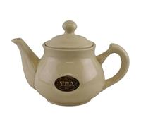 Rustic Cream Ceramic Teapot with Lid 1 Liter Country Cottage Style Tea Serving Jug for Home Office