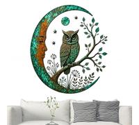 Rustic Cresent Owl Tree Cut Out Metal Wall Art