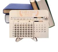Rustic Date Display, Wooden Sliding Calendar, Desk Sign with Adjustable Month Feature, Decorative Wood Planner with Vintage Style, Compact Table Calendar, Room Accessory for Students Teens Girls