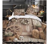 Rustic Decor Comforter Cover 3D Print Premium 3-Piece Bed Set Hidden Zipper Farmhouse Aesthetic Quilt Cover Extra Soft Machine Washable for Adults Women Kids Girls Boys Youth Single（135x200cm）