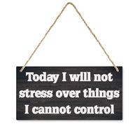 Rustic Decor Sign, Vintage Style Today I Will Not Stress Over Things Cannot Control Wooden Decor Sign, Hanging Decorative Wood Plaque, Printed Wood Art Wall Decor 12X6In
