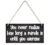 Rustic Decor Sign, Vintage Style You Never Realize How Long A Minute Is Until You Exercise Wooden Decor Sign, Hanging Decorative Wood Plaque, Printed Wood Art Wall Decor 12X6In