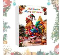 | Rustic Decoration with Rooster in 2D Acrylic, December Calendar for Countdown with 24 Compartments, for Tree Collection New Year Home and Party