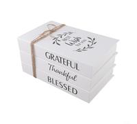 Rustic Decorative Book Set, 3 Pieces Folding Simulation Books Ornaments, for Home Farmhouse Decor Grey Board Paper(Wish)