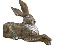 Rustic Decorative Resin Hare Sculpture, Bronze-Effect Garden Ornament, 23cm Height x 32cm Depth, Indoor Outdoor Home Decor