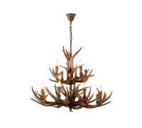 Rustic Deer Antler Chandelier 6-8 Light Stag Lamp for Home Décor Resin & LED Bulbs Included 100x75cm Brown Perfect for Rustic Interior Lighting