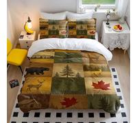 Rustic Deer Bear Woodland Bedding King Size, Mountain Arrow Antler Print Duvet Cover Set, Cabin Style Quilt Cover, Nature Bedding Set with 2 Pillowcases (1,Double + 50 x 75cm x2)