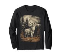 Rustic Deer Stag Elk Buck Whitetail Graphic Long Sleeve T-Shirt
