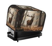 Rustic Deer Toaster Cover 2 Slice, Waterproof Bread Machine Covers with Pockets Universal Size Kitchen Small Appliance Cover with Handle, Dust and Fingerprint Protection