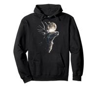 Rustic Deer with Full Moon Moonlight Aesthetic Animal Art Pullover Hoodie