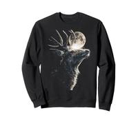 Rustic Deer with Full Moon Moonlight Aesthetic Animal Art Sweatshirt