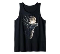 Rustic Deer with Full Moon Moonlight Aesthetic Animal Art Tank Top