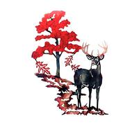 Rustic Deer Woodland Metal Wall Art Wall Sculpture Garden Decor Red Type B