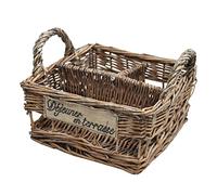Rustic 'Dejeuner en Terrasse' Flatware Cutlery Condiments Napkin Storage Caddy Serving Baskets - 19cm (W) x 19cm (L) x 10cm (H) - Single Basket