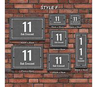 Rustic Door Number, Stone Home Number + Name Sign, Personalised Bespoke Slate Name Door Plate (Style F)
