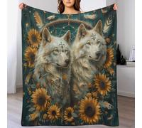 Rustic Dream Catcher Wolf Mystical Sunflower Animal Blanket Fuzzy Couch Blanket Fluffy Couch Throws For Office All Season Bedroom M