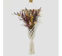 Rustic Dried Natural Flowers Wall Decoration,Fabric String Mesh Bag Hanging Style,Pampas Grass,Preserved Green Eucalyptus, Yellow Billy Balls,Bunny Tail Grass,Home Living Room Decor