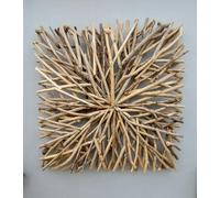 Rustic Driftwood Wall Art Square Plaque, 80 x 80 cm, Handmade Wooden Wall Decor, Natural