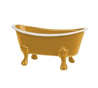 Rustic Enamel 1 Piece 5.5" Metal Clawfoot Mini Bathtub Soap Dish Mini Bath Tub Decoration Clawfoot Tub Soap Caddy Collection (Mustard)