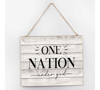 Rustic Established Wood Sign One Nation Under God Motivational Wood Plaque Sign Quote Decorative Inspirational Motivational Quote Wall Art Decorative Signs for Bedroom Entryway 10x12 Inch